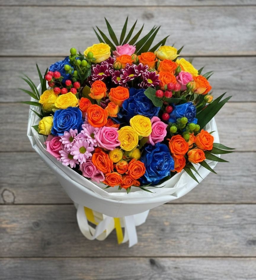 Букет цветов из: Розы и Хризантемы в Уральском