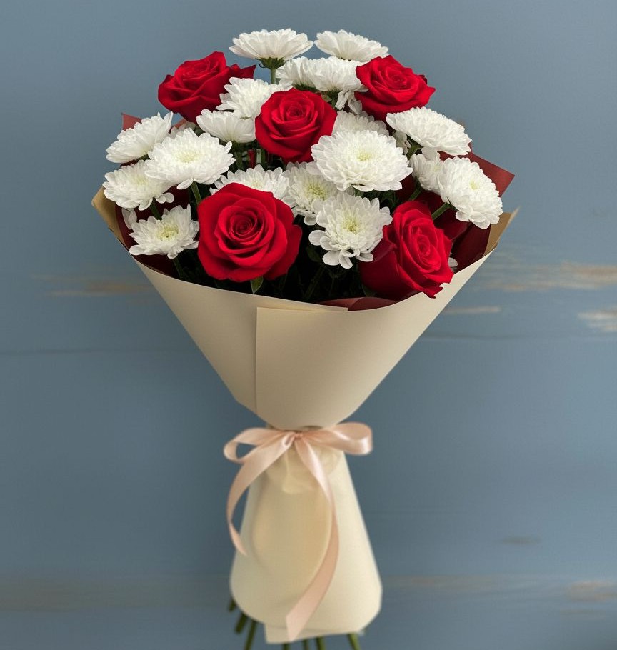 Букет цветов из: Розы и Хризантемы в Уральском