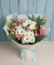 Букет цветов из:  Розы, Лизиантусы и Хризантемы #REPLACE_PRED# Уральском