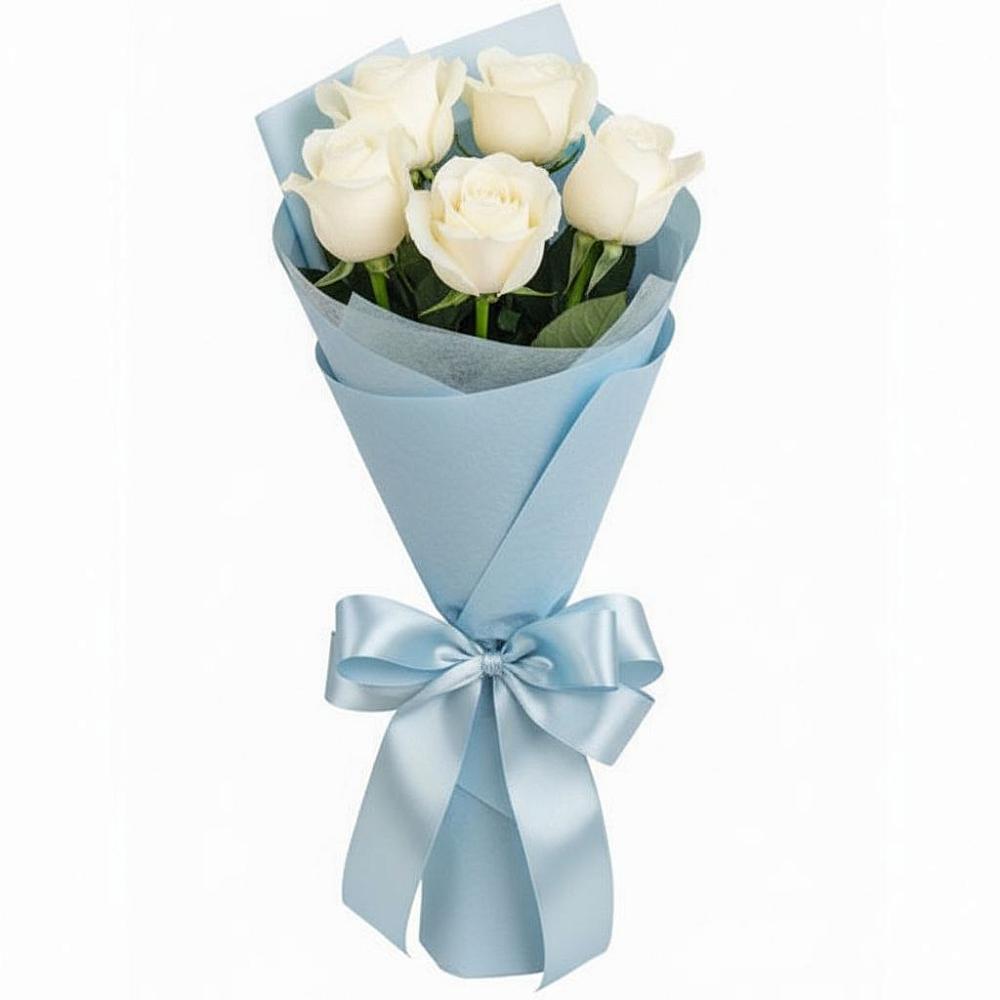 Букет 5 Белых роз Проуд в Уральском