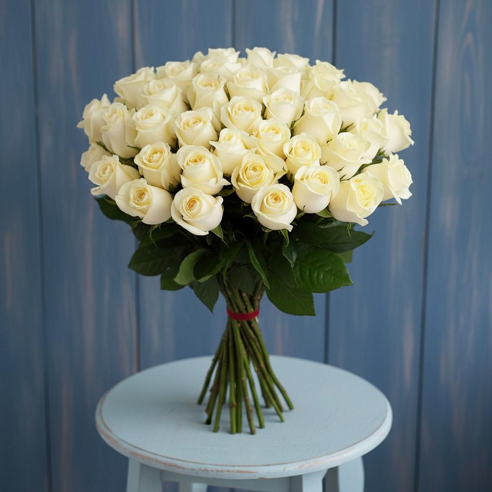 Букет 51 Белая роза Эдлесс Лав в Уральском