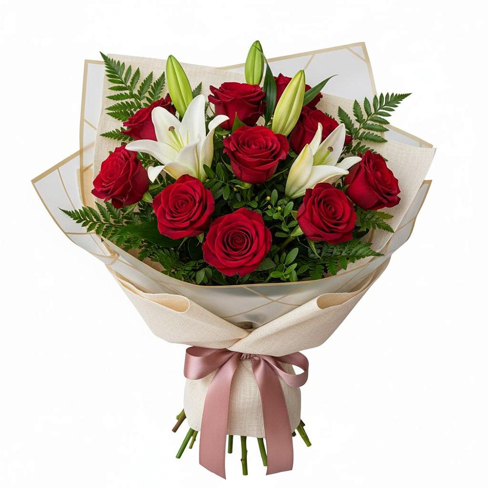 Букет цветов из: Лилии и Розы в Уральском