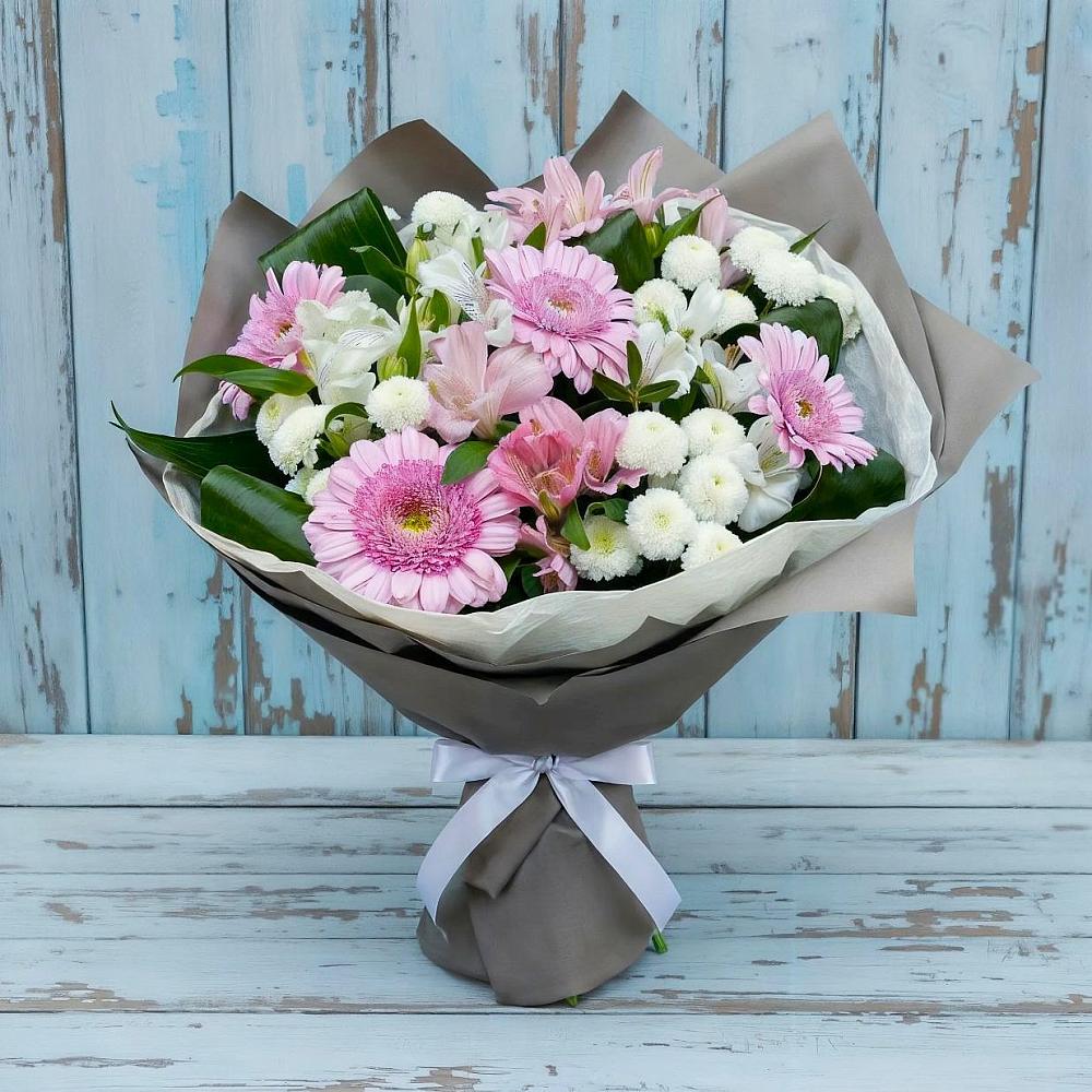 Букет цветов из: Герберы, Альстромерии и Хризантемы в Уральском